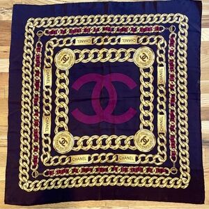 Chanel Chocolate Brown & Gold Chain Scarf